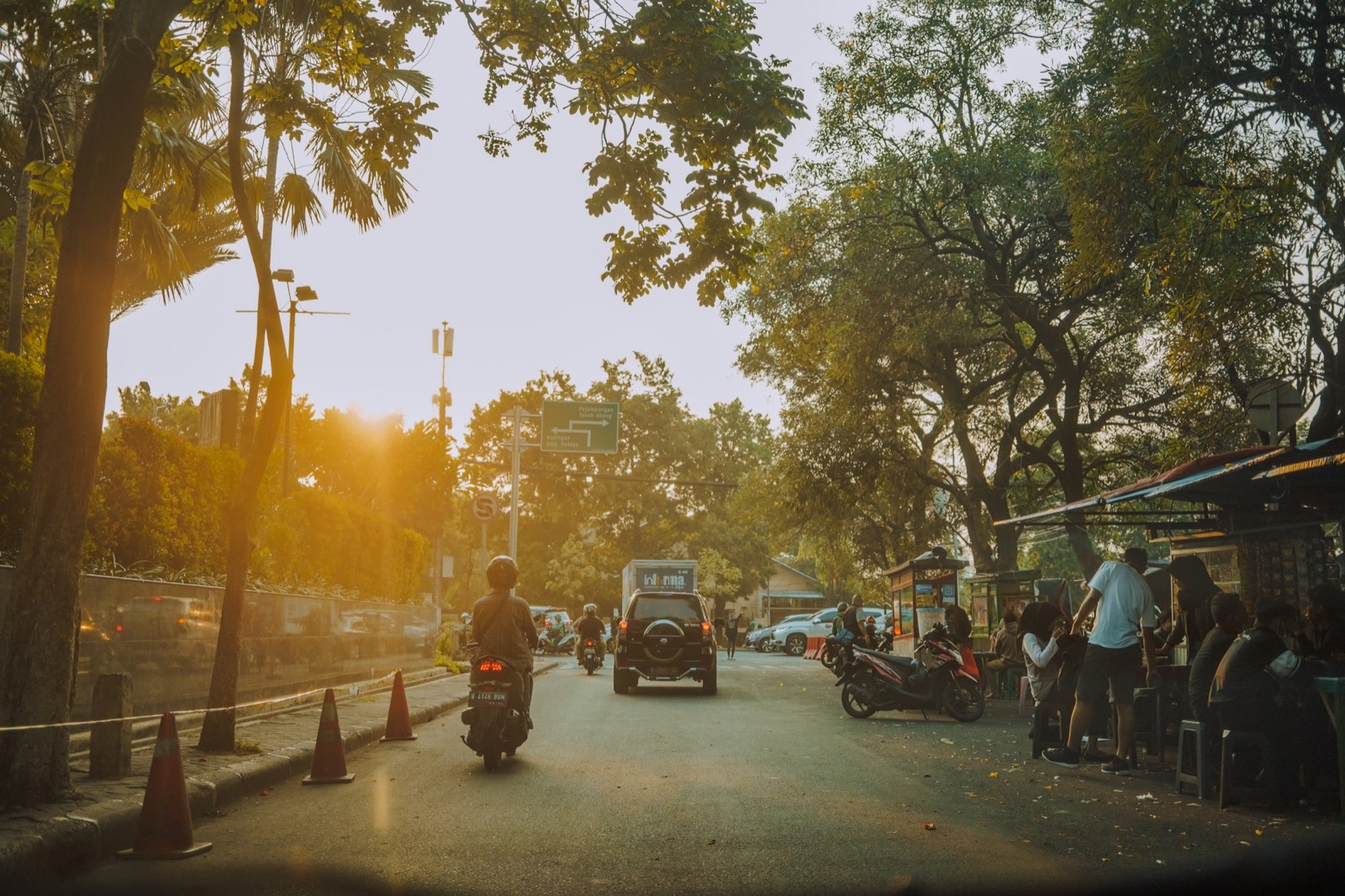 Jakarta street at golden hour