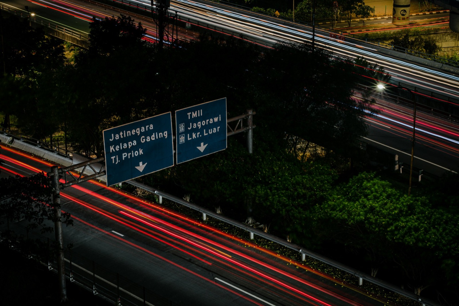 Jakarta highway at night